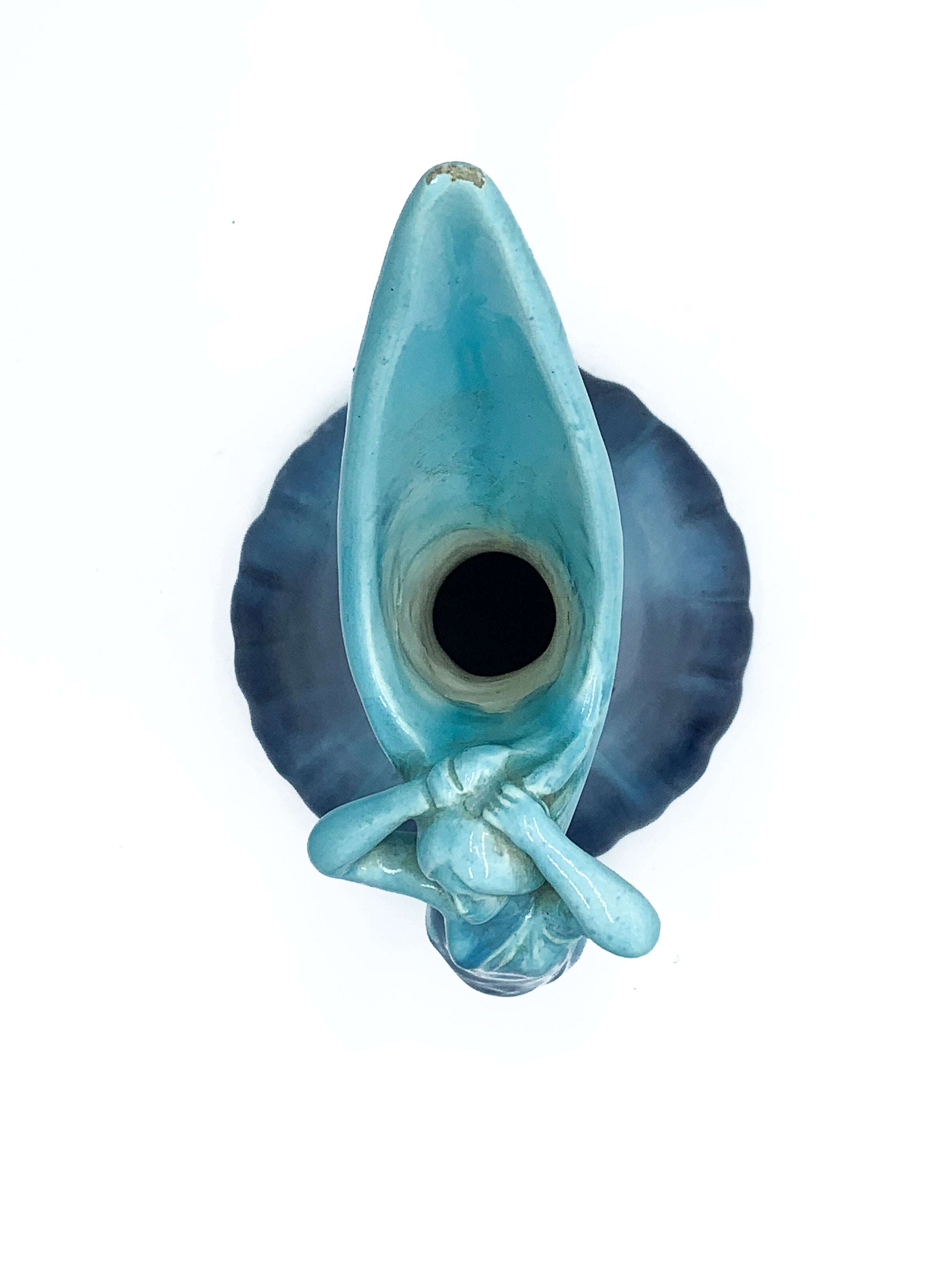 Vallauris Blue Ceramic Pitcher from the 1950s