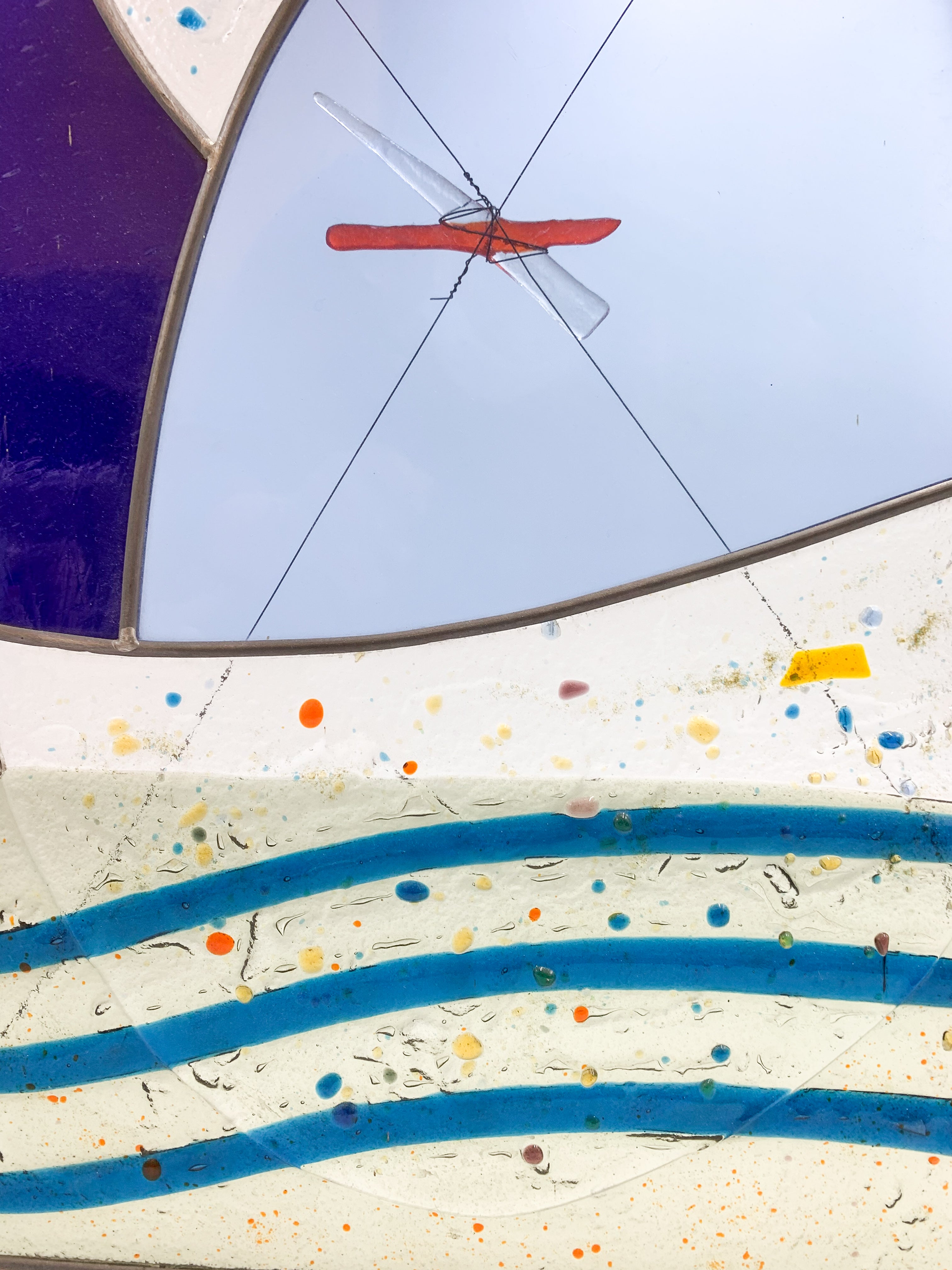 Colored Lead Glass Window with Albisola 1970s 