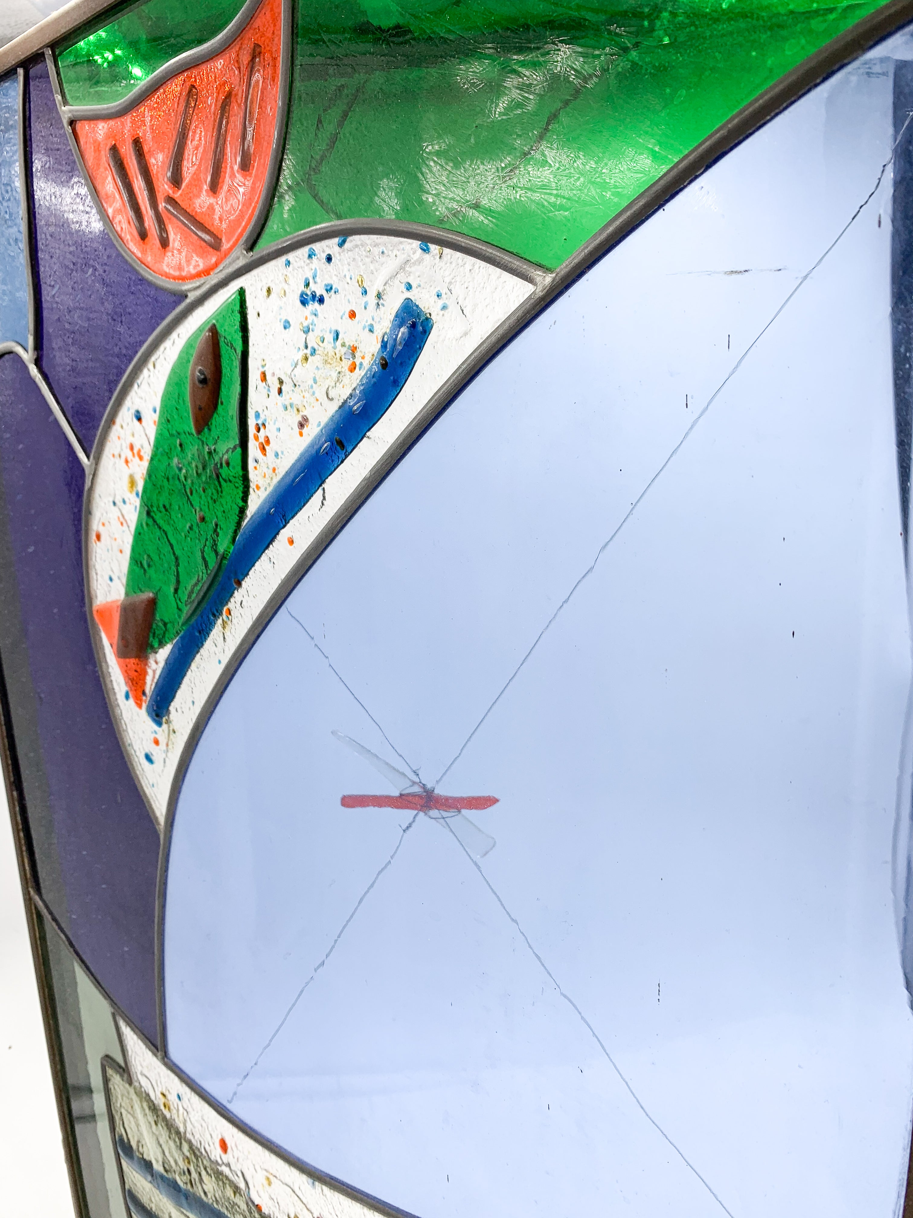 Colored Lead Glass Window with Albisola 1970s 