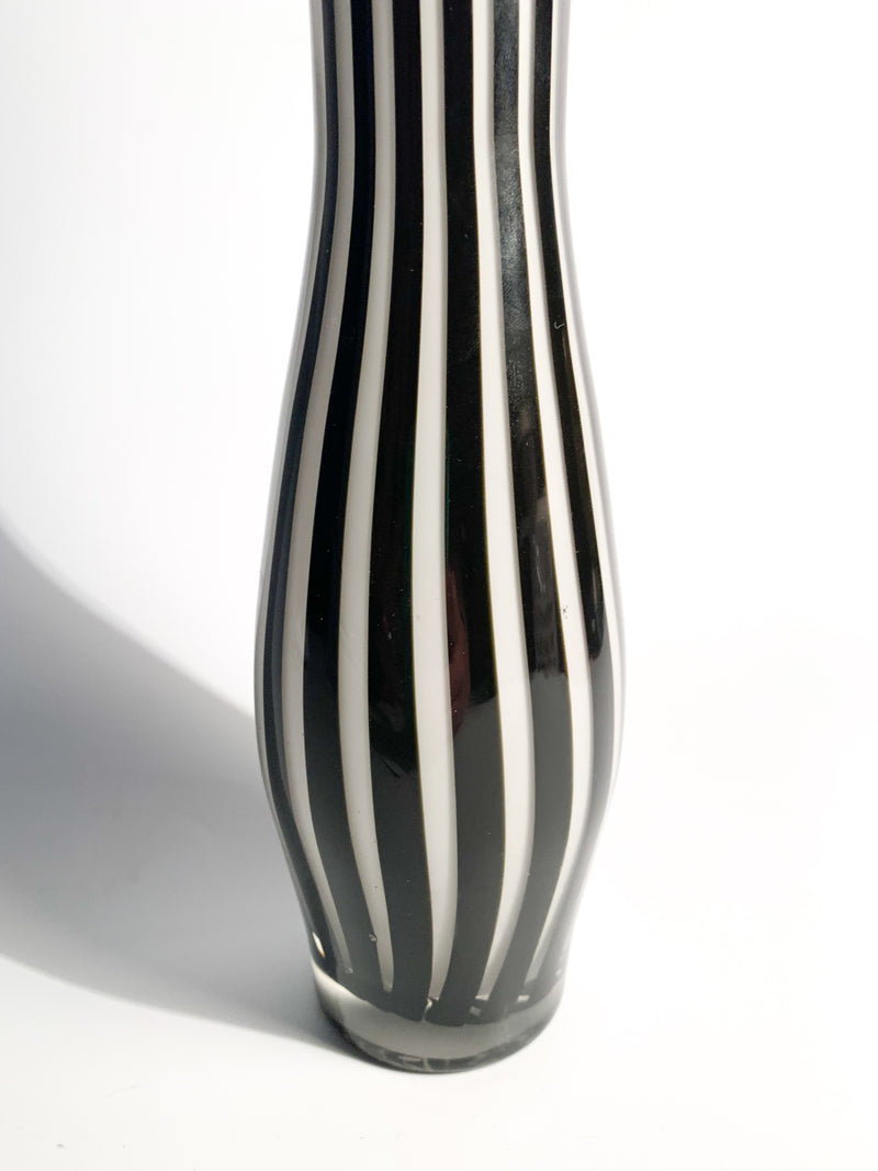 Monofiore Vase in Black and White Murano Glass from the 70s