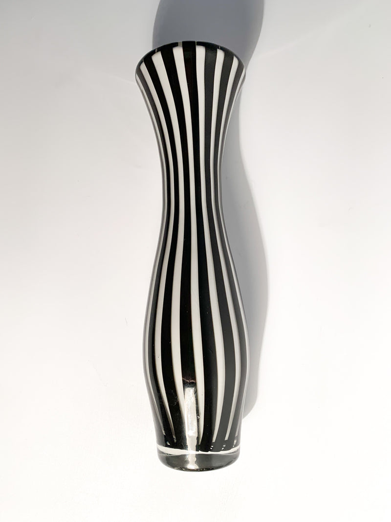 Monofiore Vase in Black and White Murano Glass from the 70s