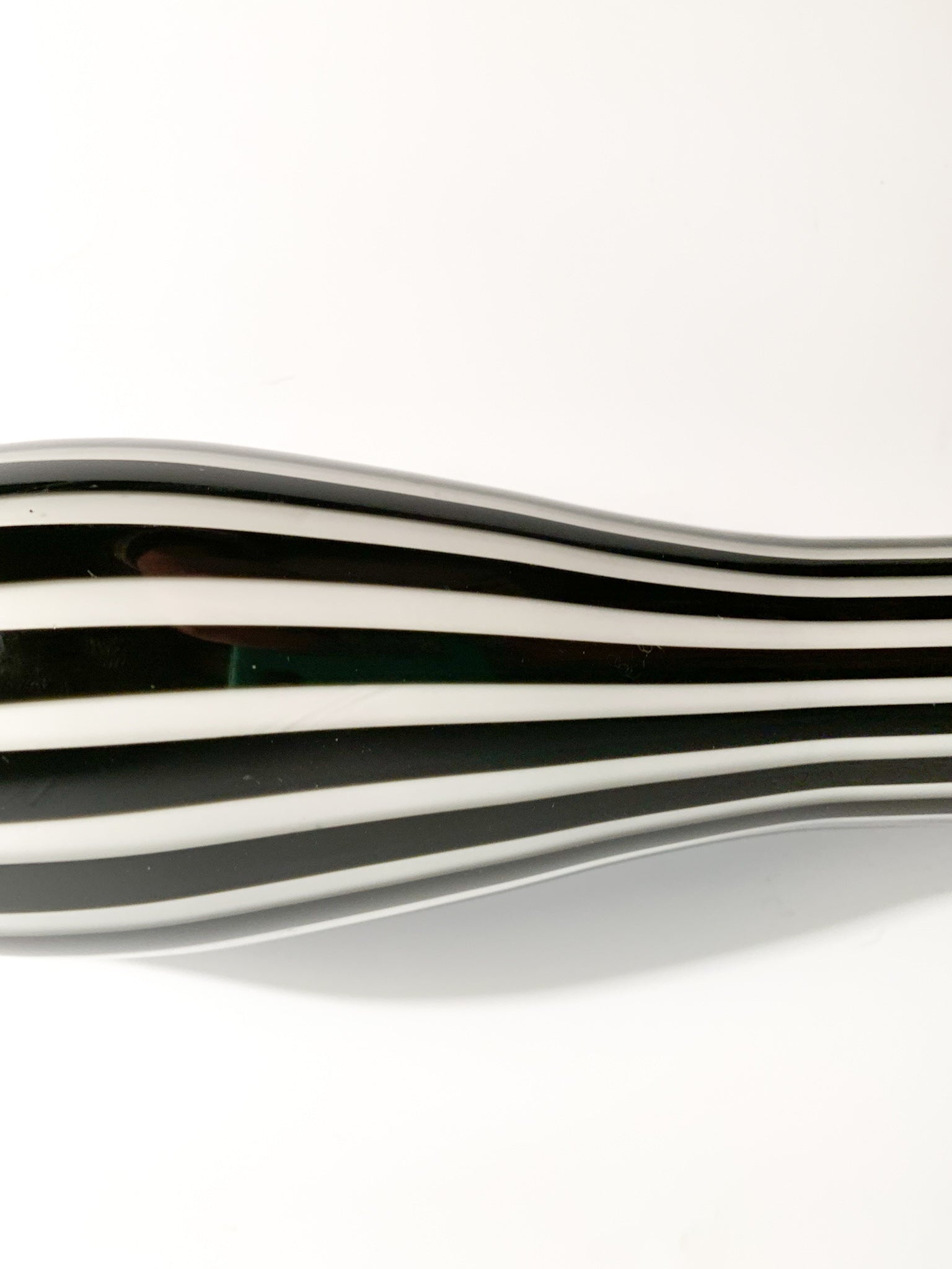 Vaso Monofiore in Vetro di Murano a Canna Bianco e Nero Anni 70