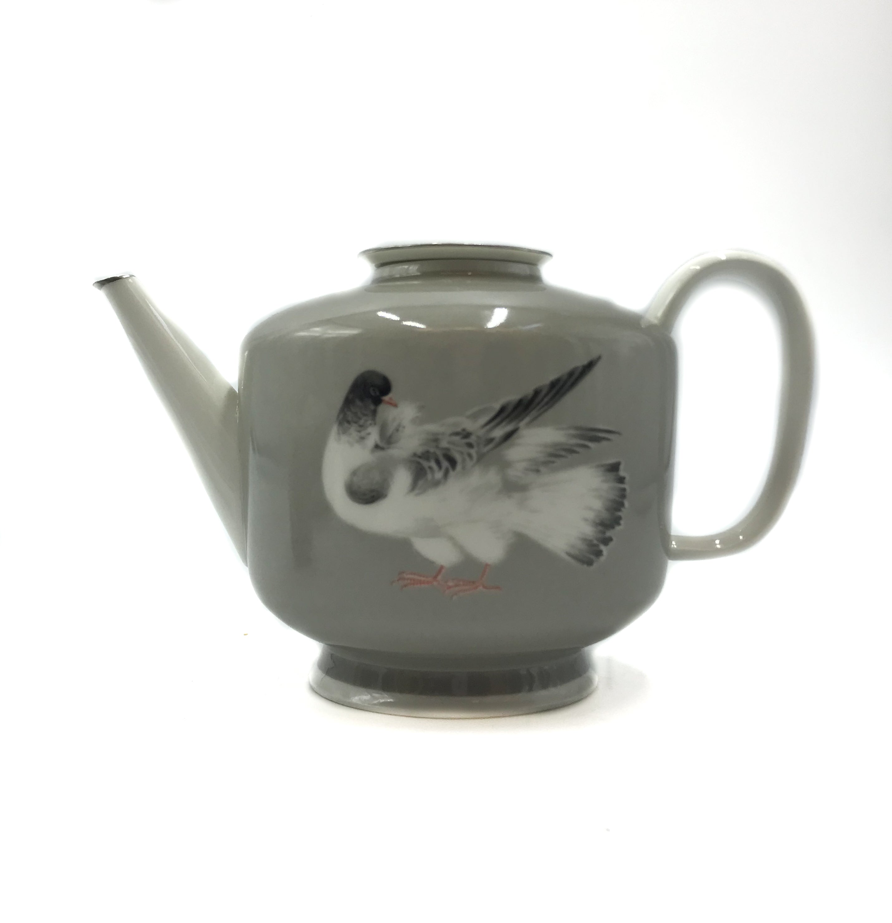 Pair of German Ceramic Cups with Teapot and Milk Jug