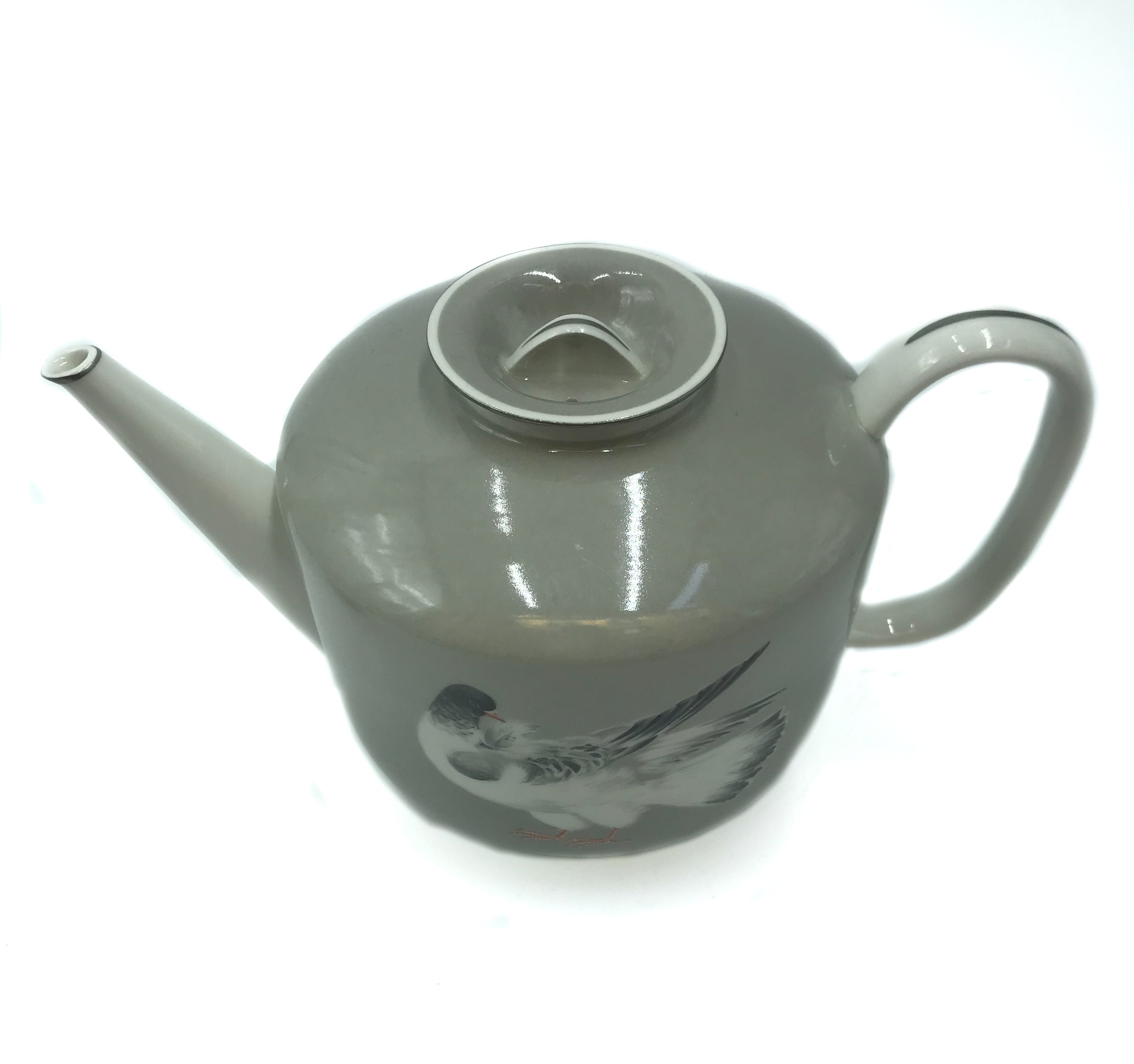 Pair of German Ceramic Cups with Teapot and Milk Jug