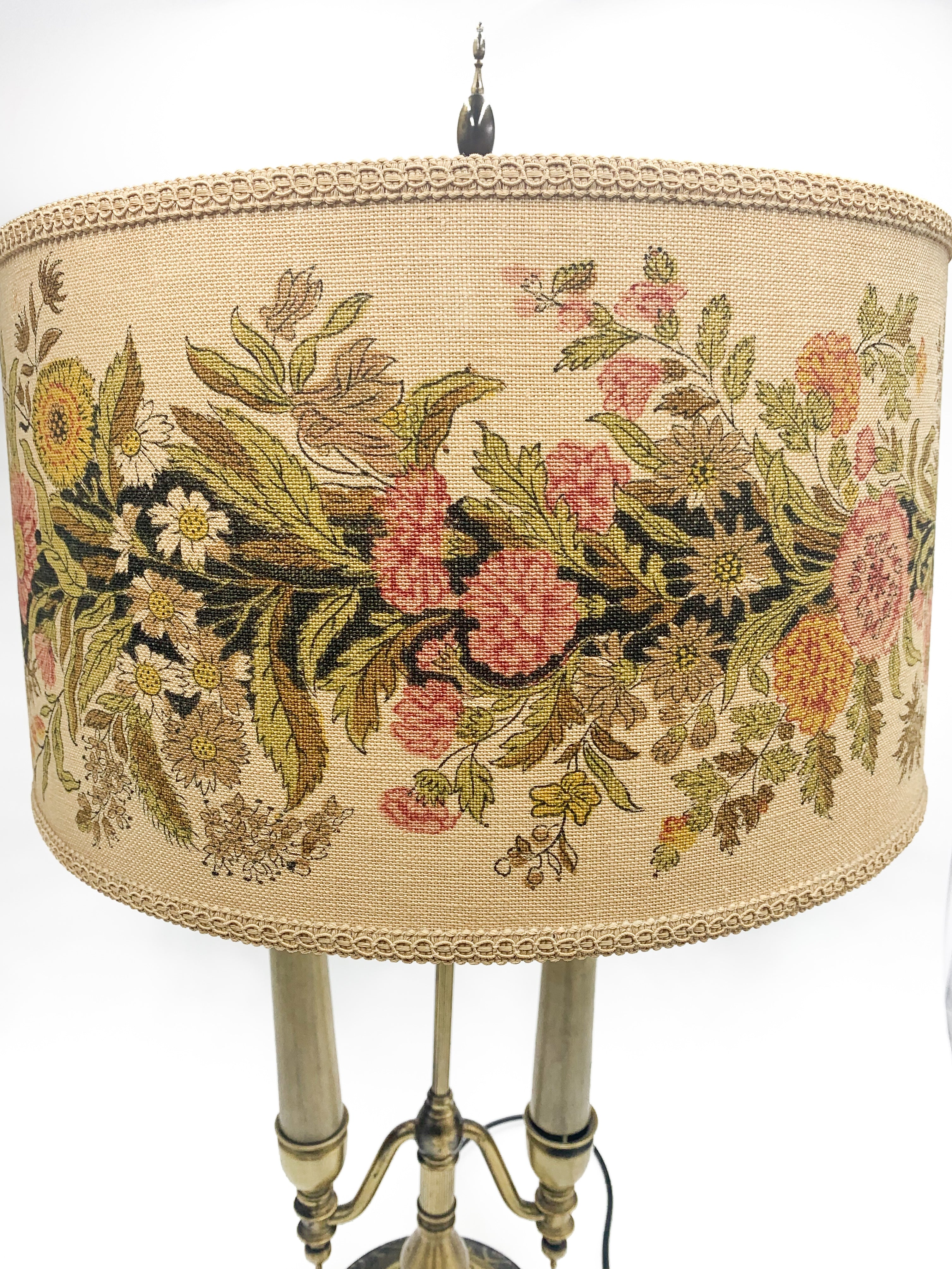 Two Lights Brass Lamp from the 1950s