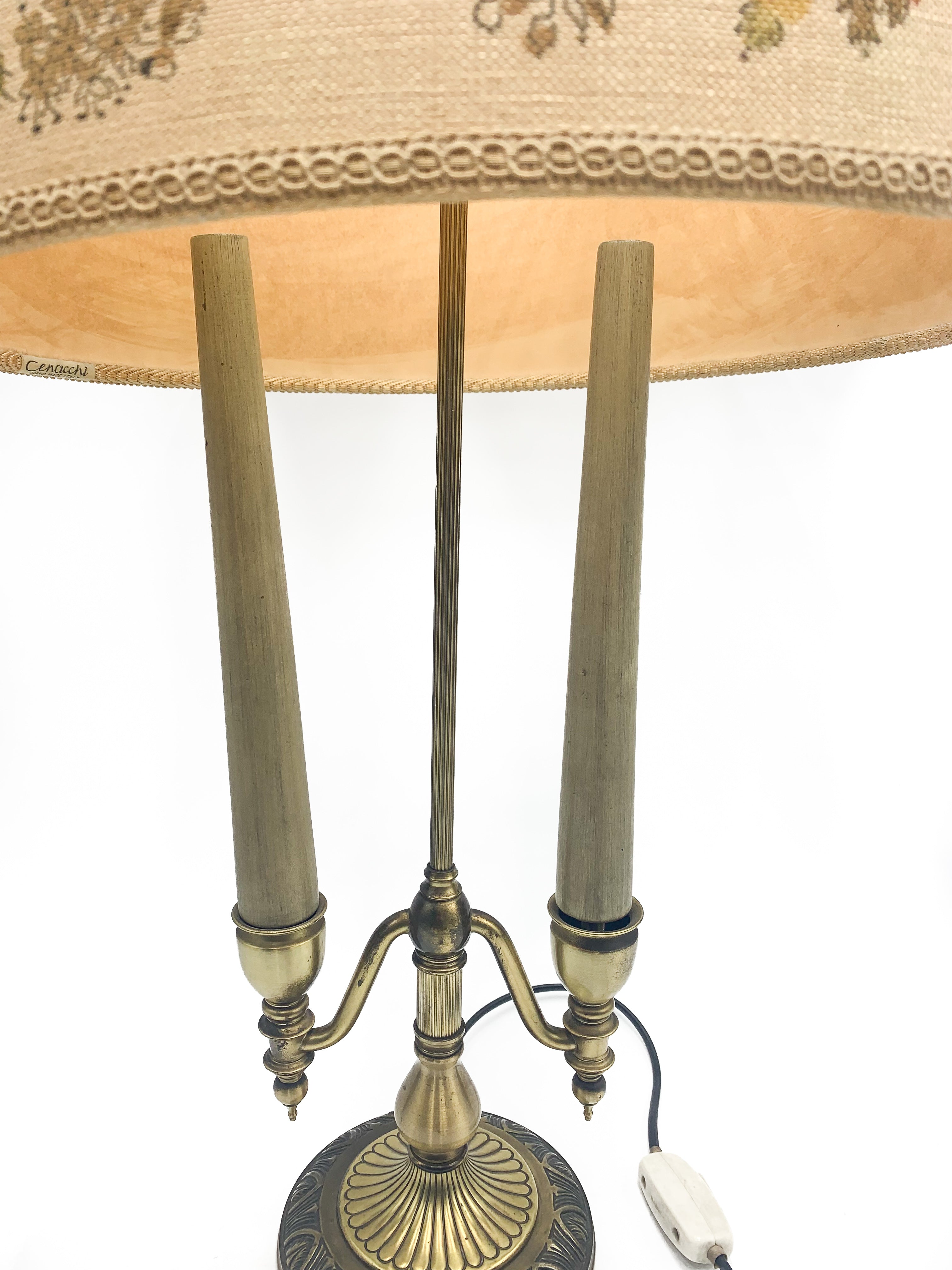 Two Lights Brass Lamp from the 1950s