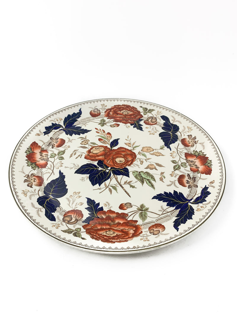 Large Wedgwood Flowered Ceramic Plate from the 70s