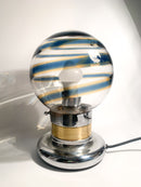 Lampada da Tavolo a Sfera in Vetro di Murano a Spirale Blu Anni 50