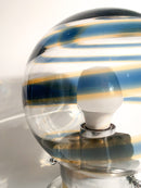 Lampada da Tavolo a Sfera in Vetro di Murano a Spirale Blu Anni 50