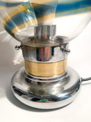 Lampada da Tavolo a Sfera in Vetro di Murano a Spirale Blu Anni 50