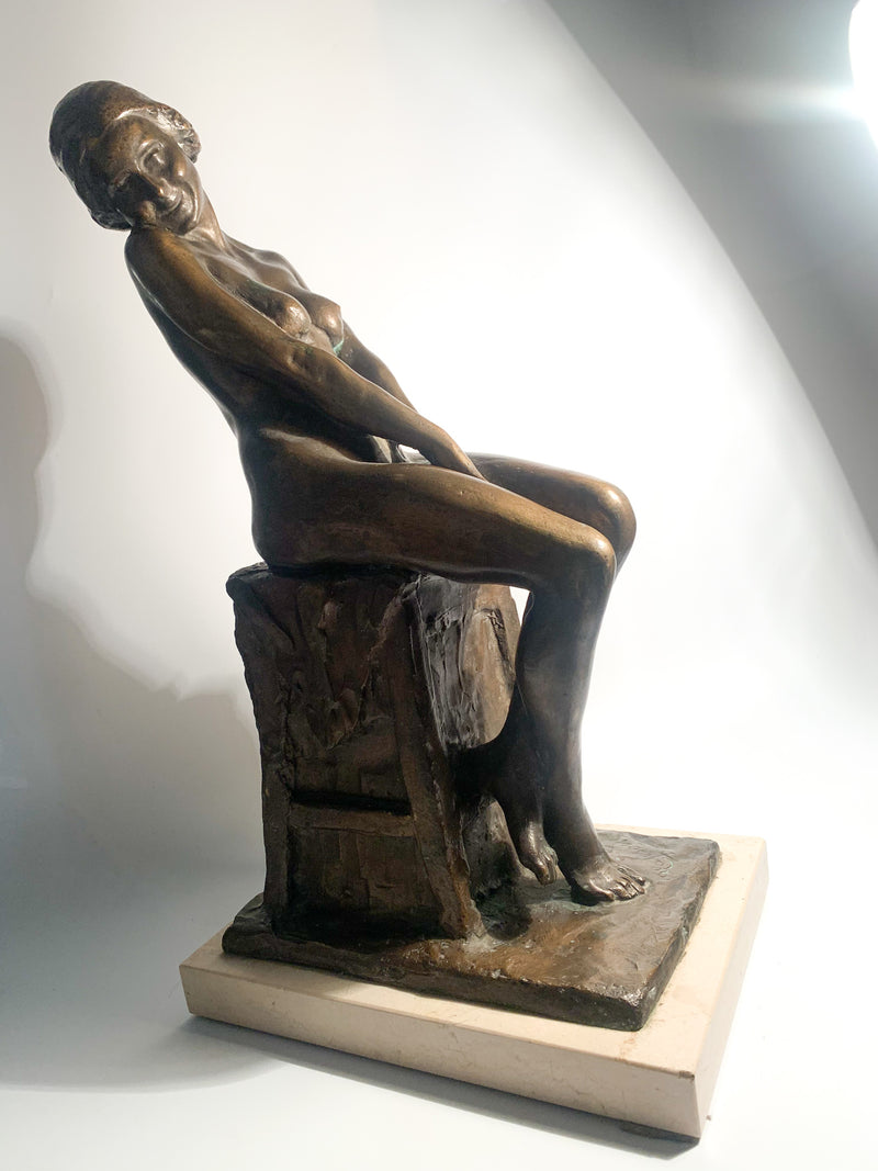 Bronze sculpture of a nude woman by Aurelio Capsoni early twentieth century