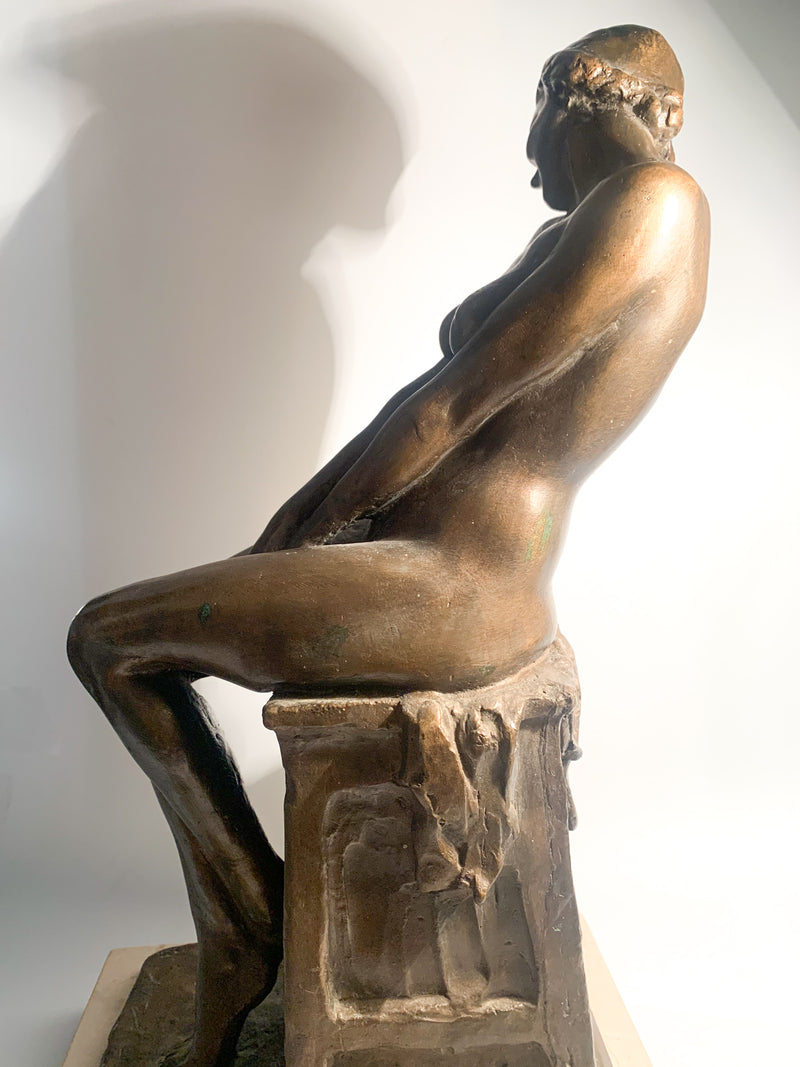 Scultura in Bronzo di Nudo di Donna di Aurelio Capsoni Primi Novecento