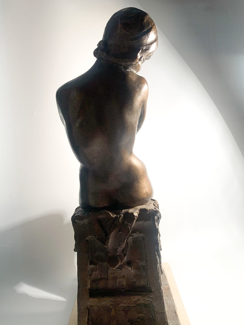 Scultura in Bronzo di Nudo di Donna di Aurelio Capsoni Primi Novecento