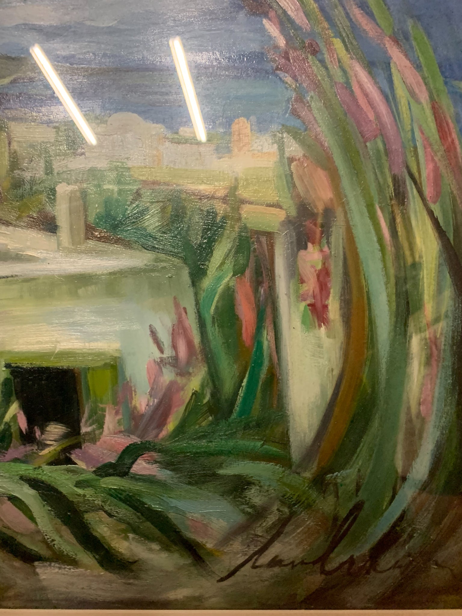 Landscape Oil Painting on Canvas by Lamberto Lamberti 1950s