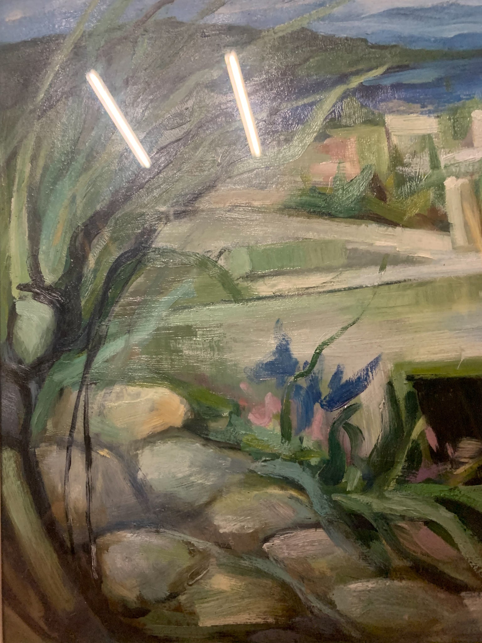 Landscape Oil Painting on Canvas by Lamberto Lamberti 1950s