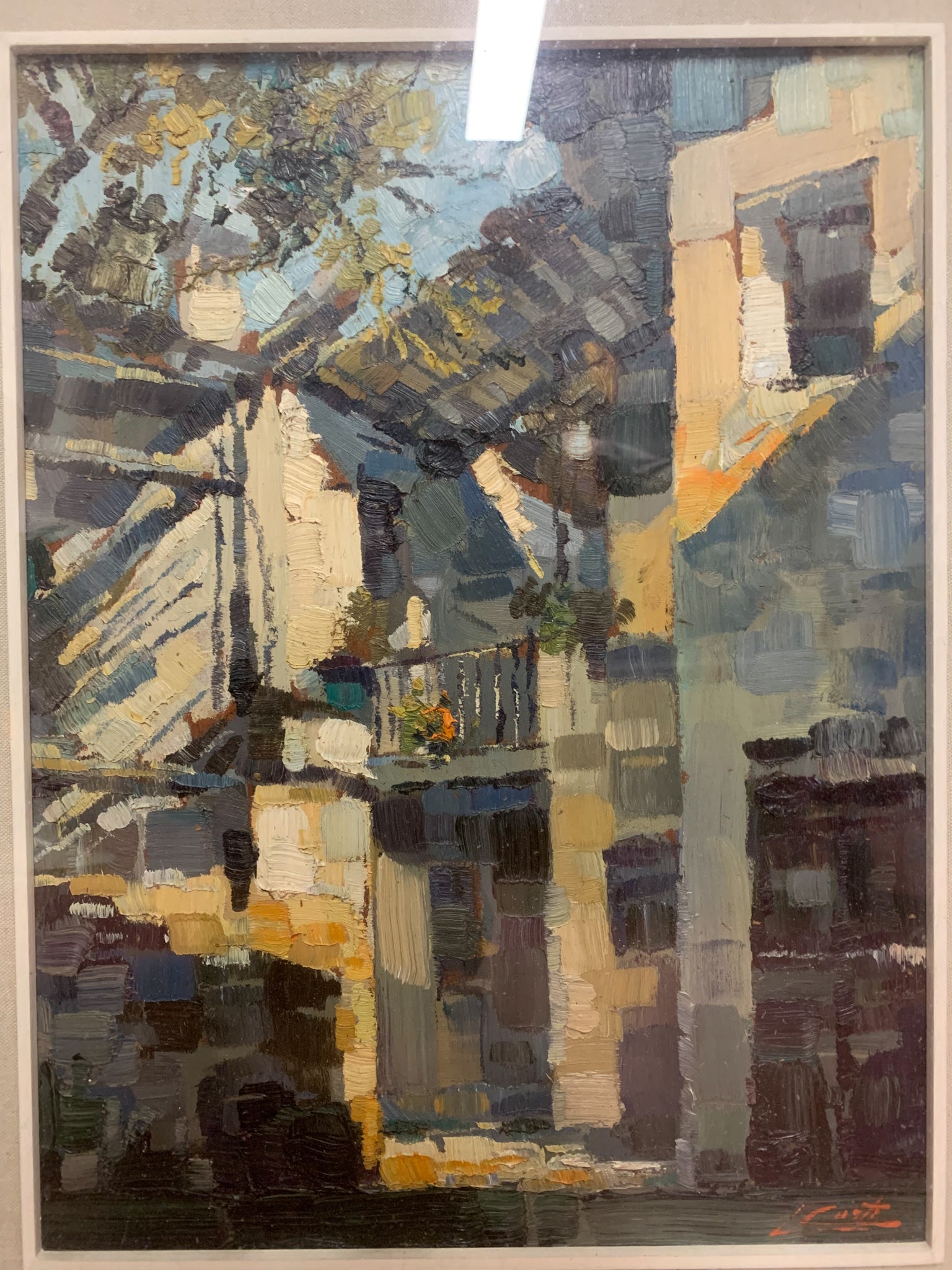 Coppia di Dipinti Olio su Tela Raffigurante Canobbio di Antonio Curti Anni 50