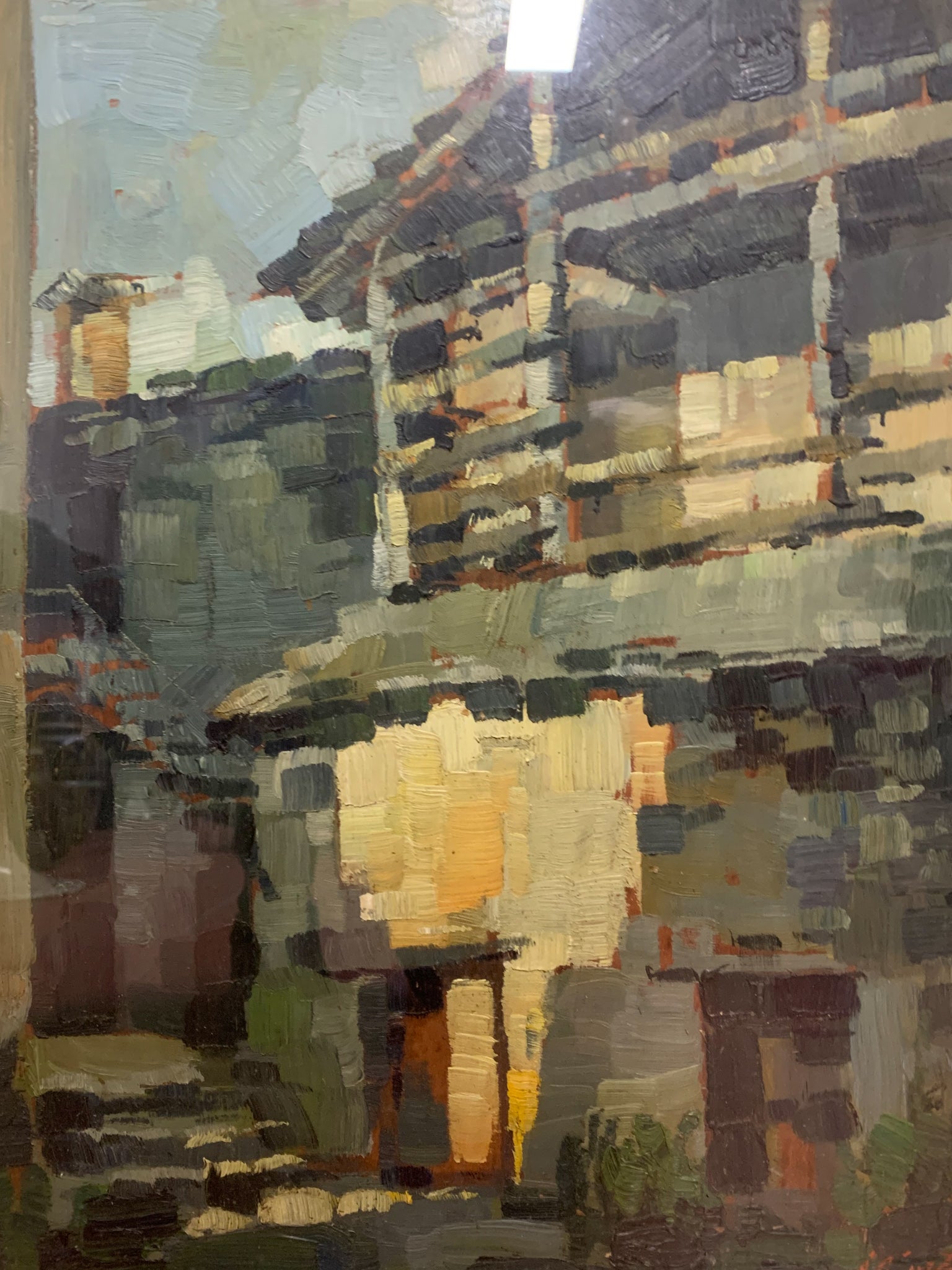 Coppia di Dipinti Olio su Tela Raffigurante Canobbio di Antonio Curti Anni 50