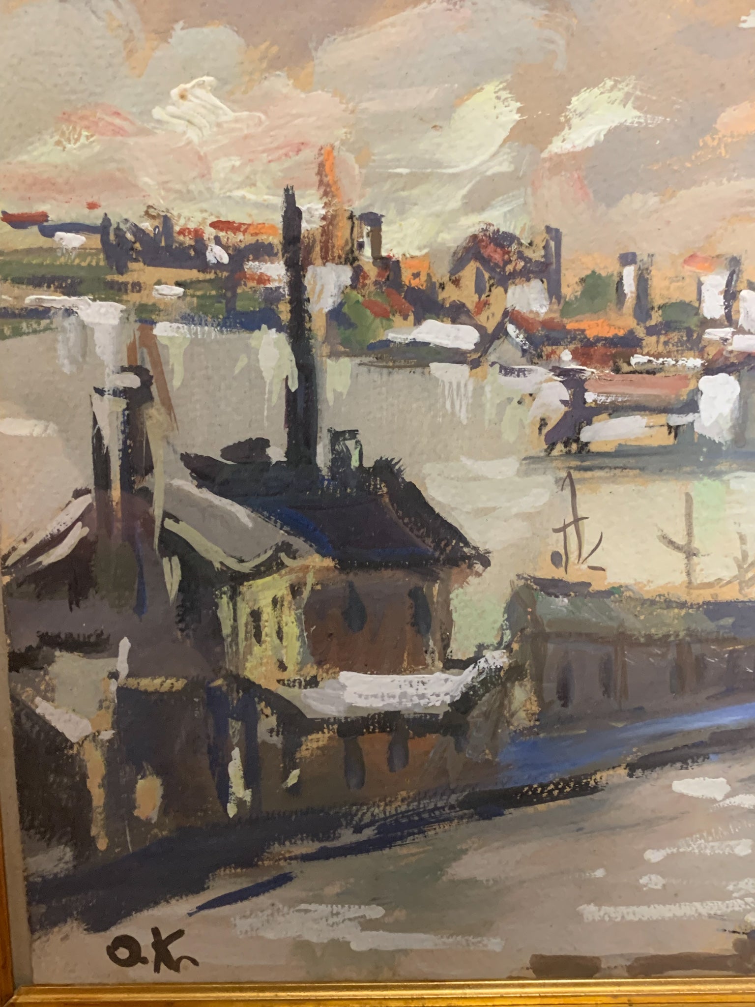 Oil Painting on Canvas of Landscape at Sunset in Ok 50's