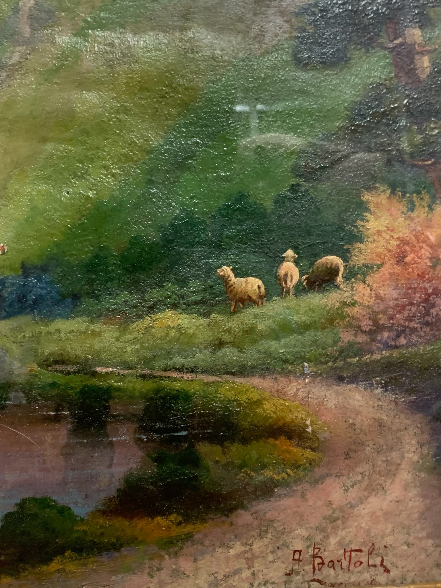 Oil Painting on Double Canvas by Arnaldo Bartoli 1950s