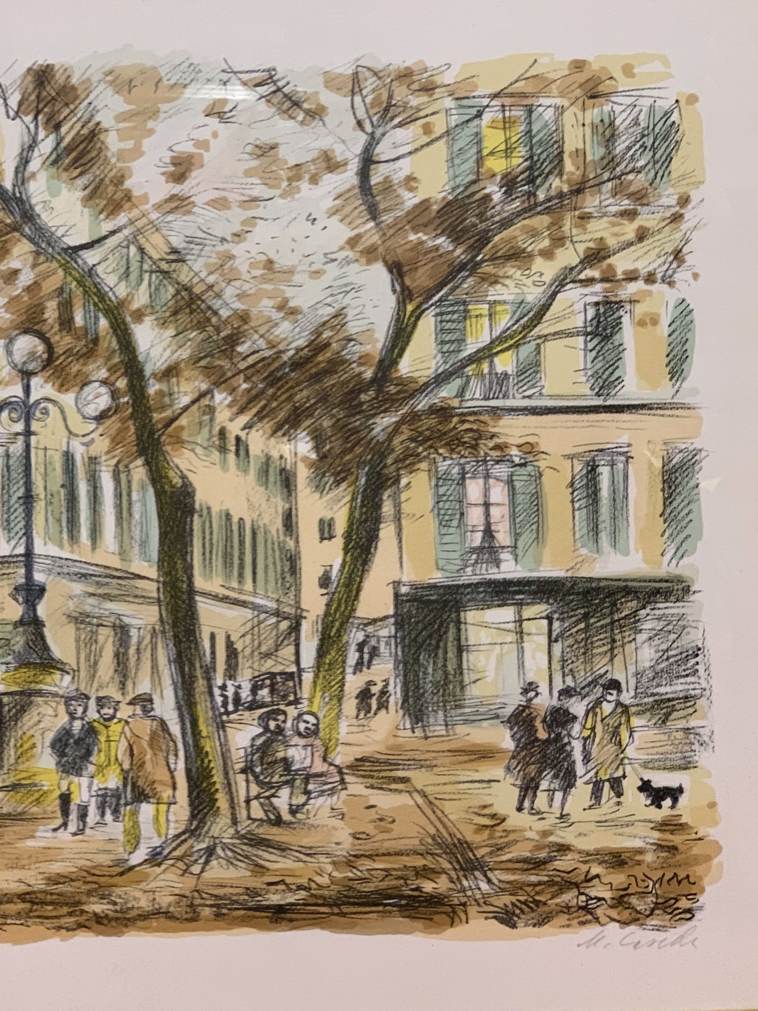 Lithograph of City Landscape by Michele Cascella Years 50