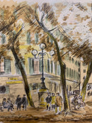 Litografia di Paesaggio Cittadino di Michele Cascella Anni 50