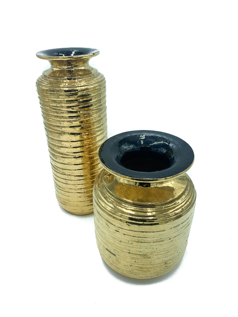 Pair of Golden Ceramic Vases 1980