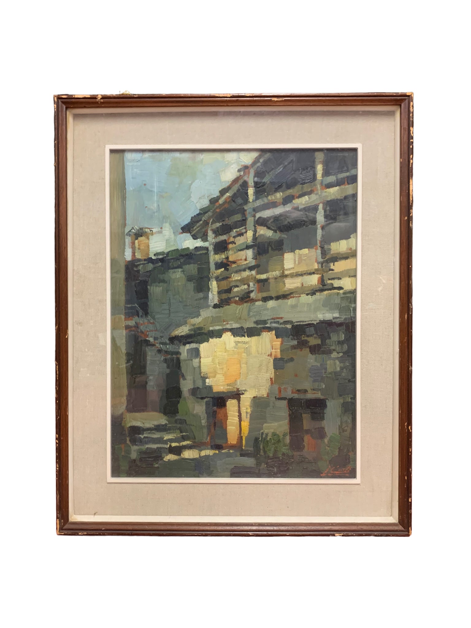 Coppia di Dipinti Olio su Tela Raffigurante Canobbio di Antonio Curti Anni 50