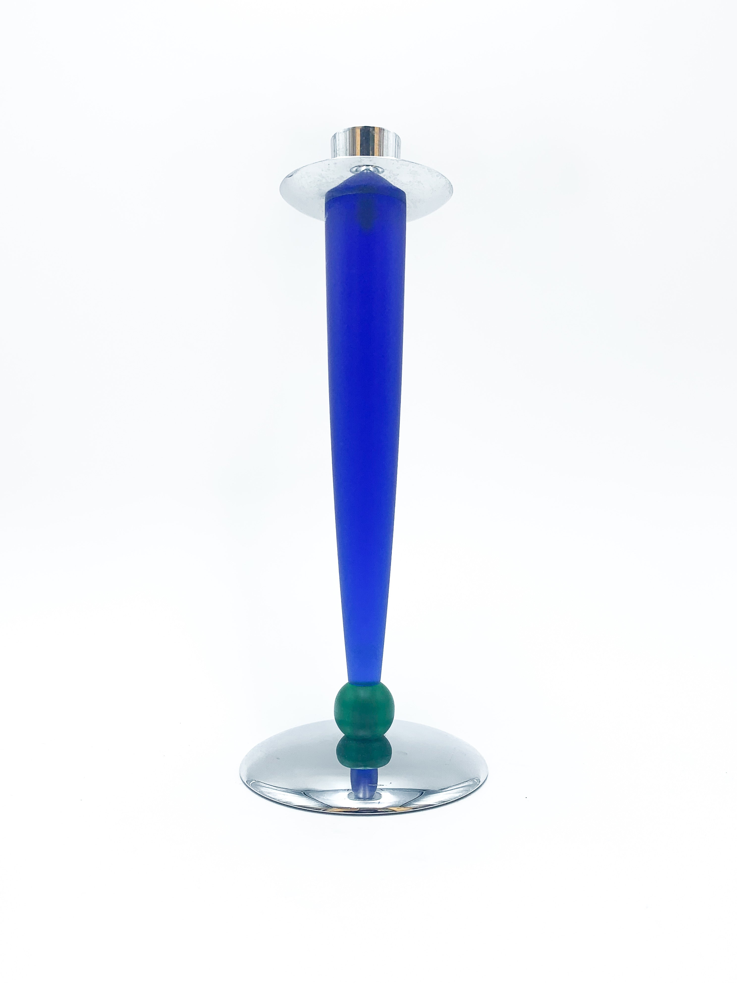 Murano glass and steel candle holder