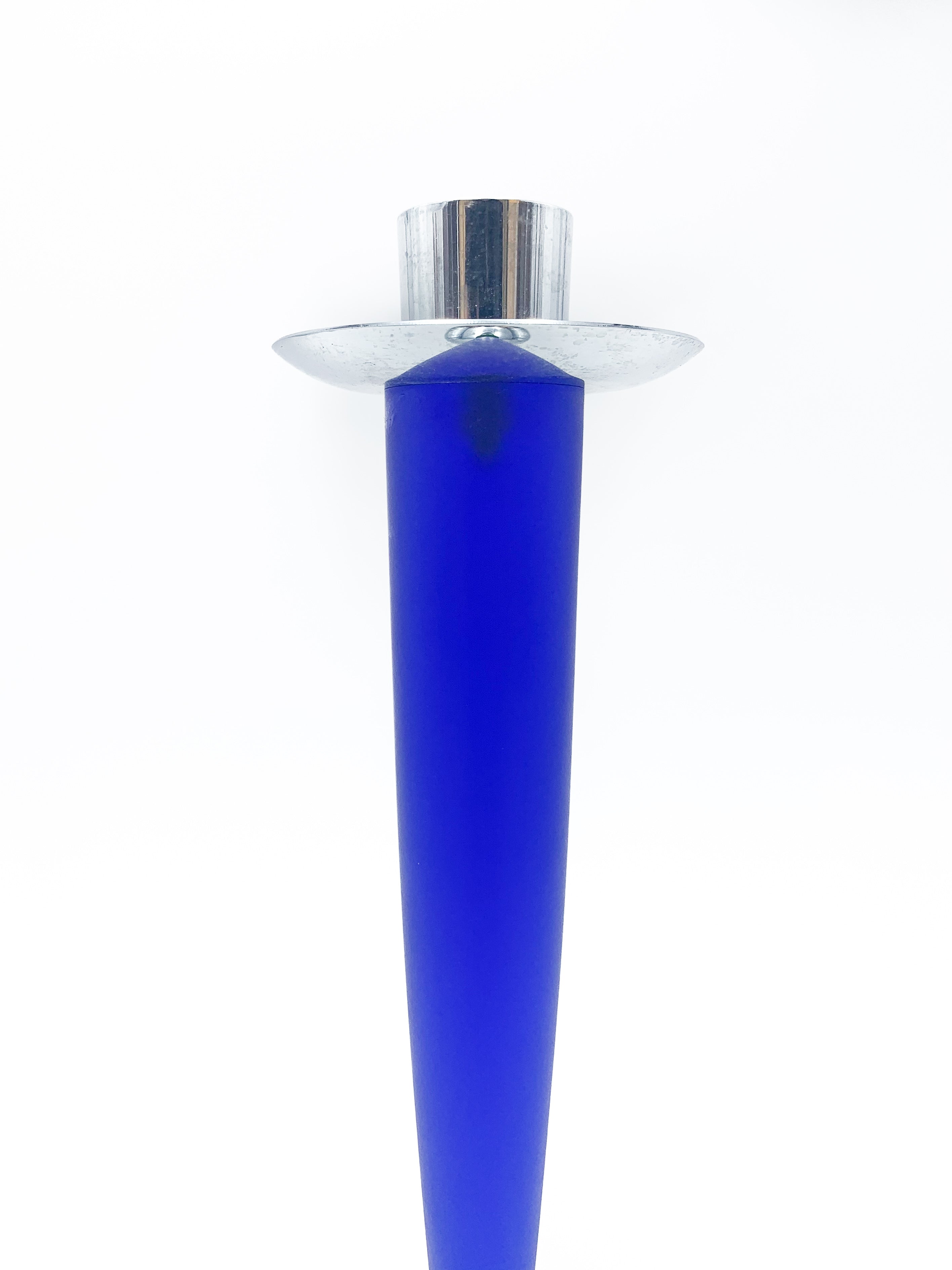 Murano glass and steel candle holder