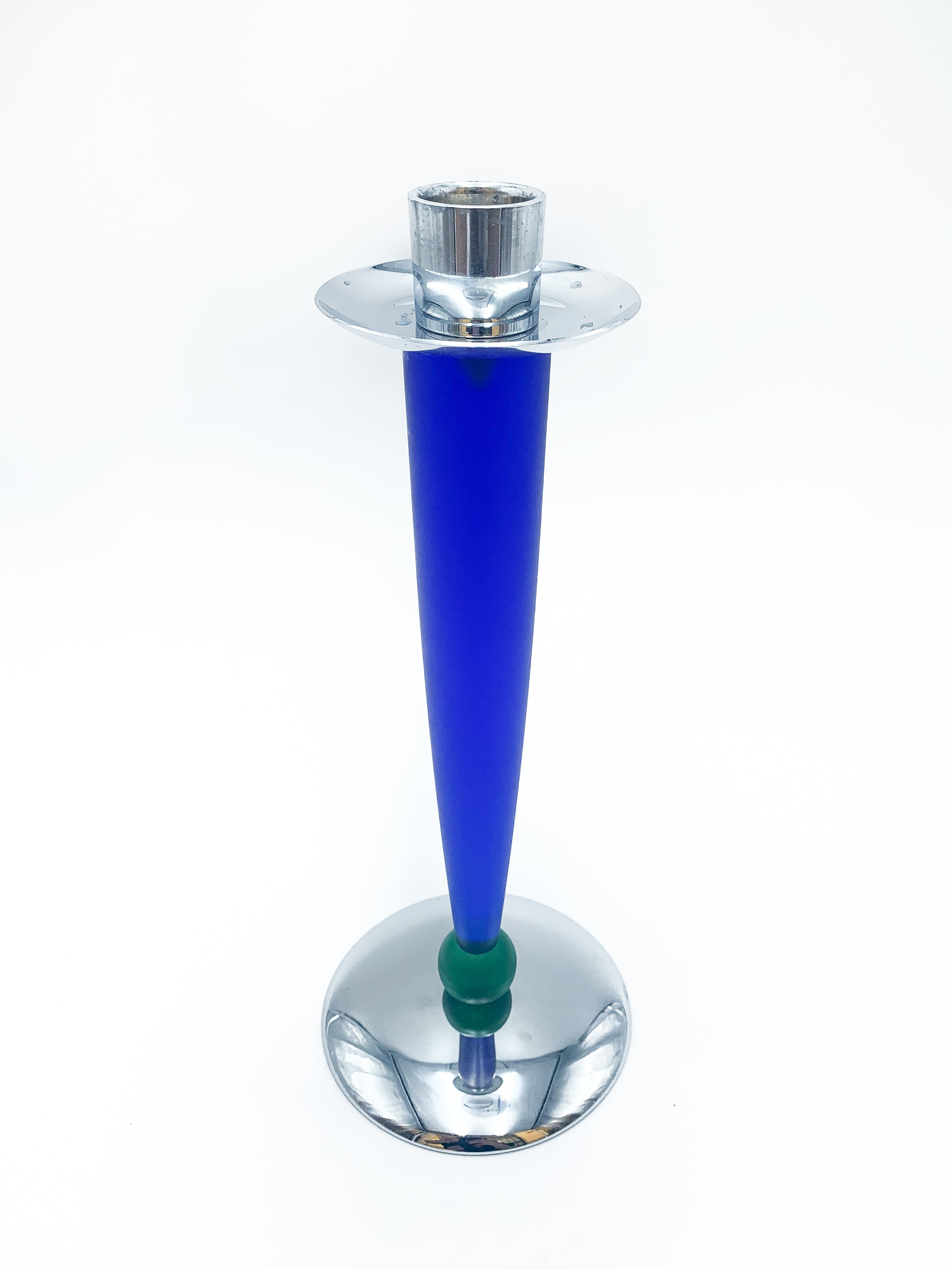 Murano glass and steel candle holder