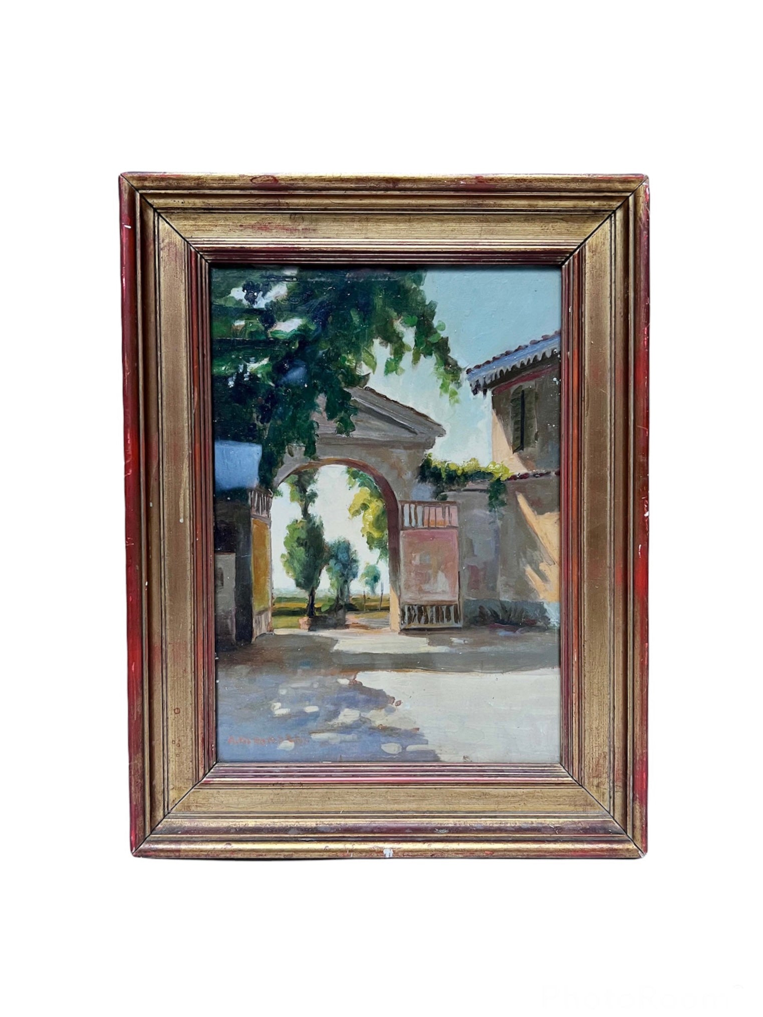 Oil painting on canvas of Antica Cascina by Alfredo di Romagna 1950s