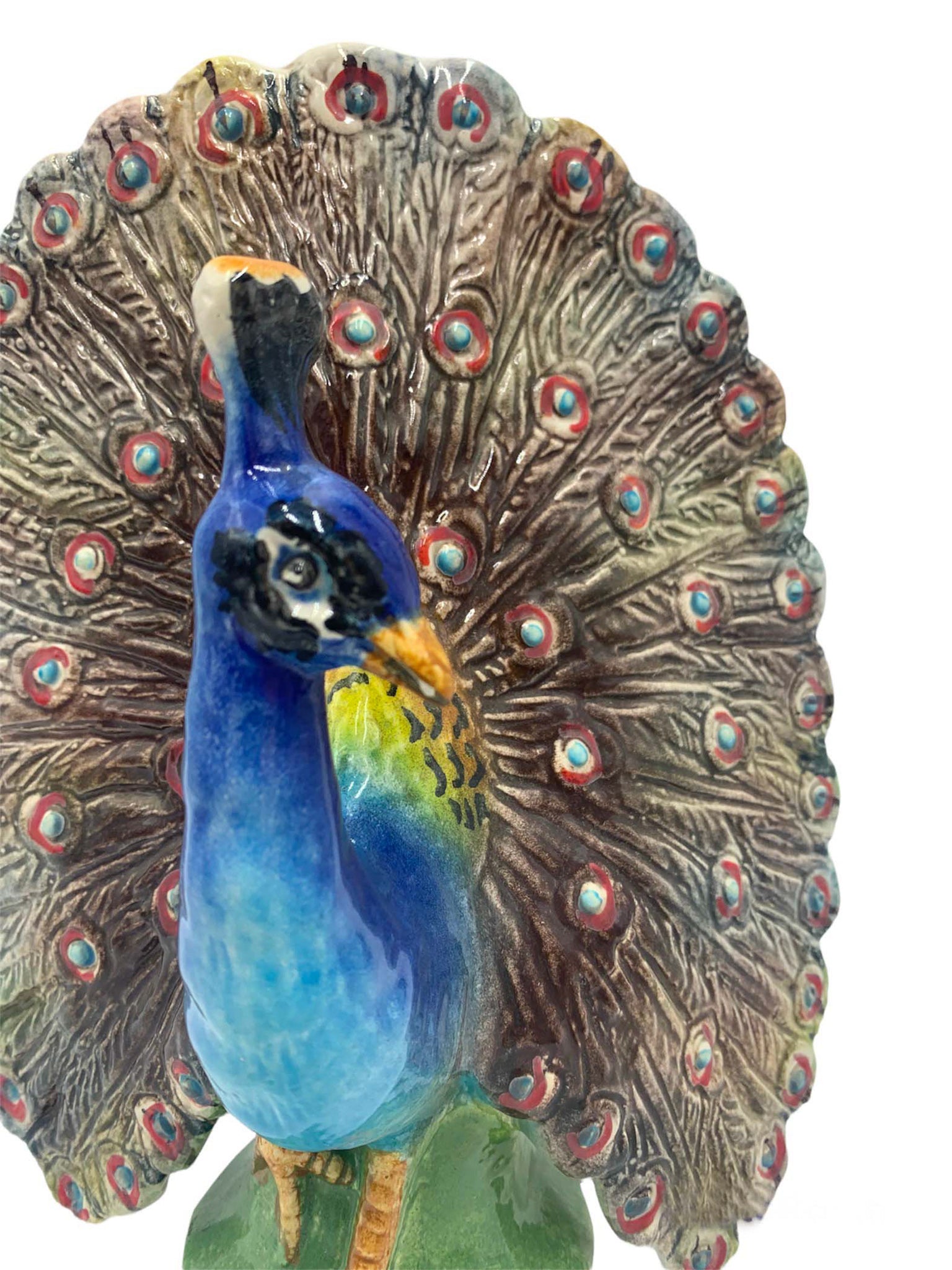 Scultura di Pavone in Ceramica di Bassano Anni 50