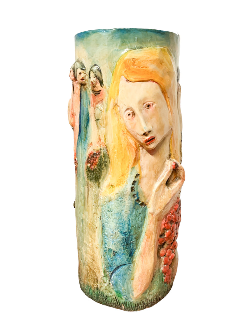 Ceramic umbrella stand by Pucci Painted and Sculpted by Hand from the 50s